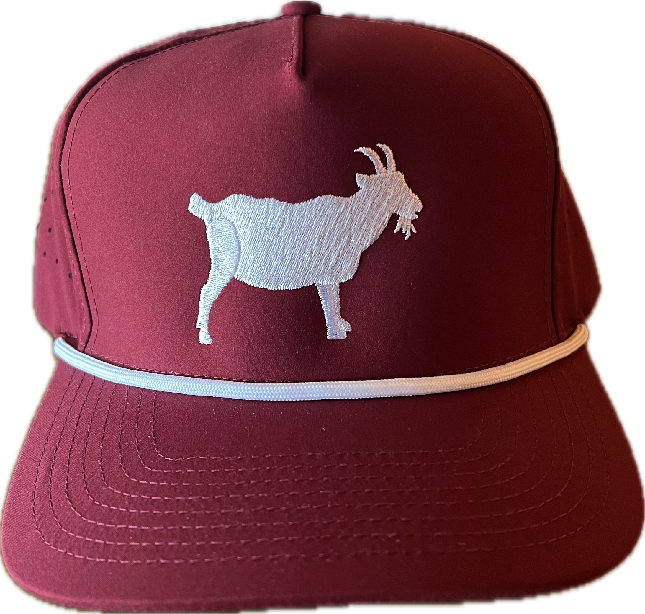 Embroidered Maroon/White Goat Hat